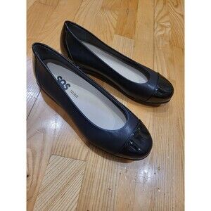 SAS Scenic Womens 7M Black Leather Ballet Flats Comfort Slip On Shoes NEW USA